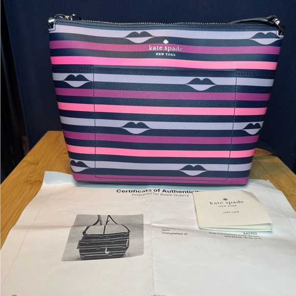 Kate Spade Patrice Lip Print Stripped Crossbody